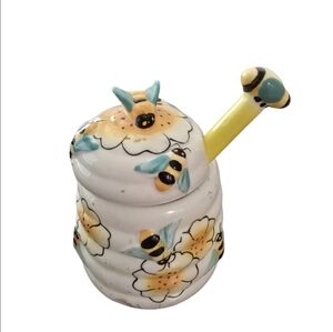 Source Unknown Bee Hone Ceramic Jar with Spoon